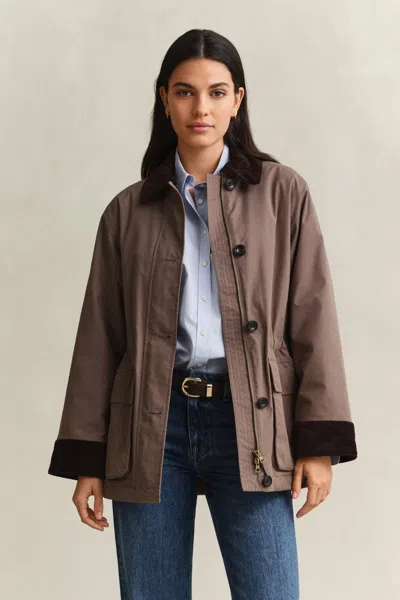 Gant Waxed Barn Jacket In Brown