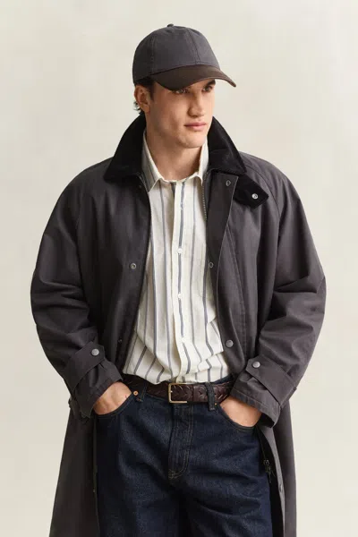 Gant Waxed Leather Visor Cap In Gray
