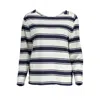 Gant Chic Long-sleeved White Cotton Tee With V-neck Detail In Blue