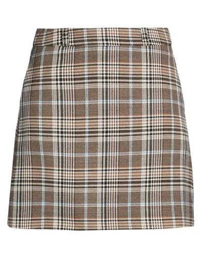 Gant Woman Mini Skirt Dark Brown Size 10 Recycled Polyester, Wool