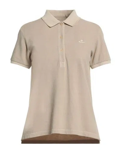 Gant Woman Polo Shirt Beige Size M Cotton In Sand