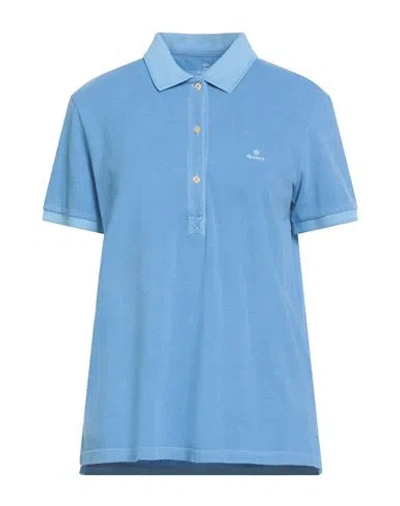 Gant Woman Polo Shirt Light Blue Size M Cotton