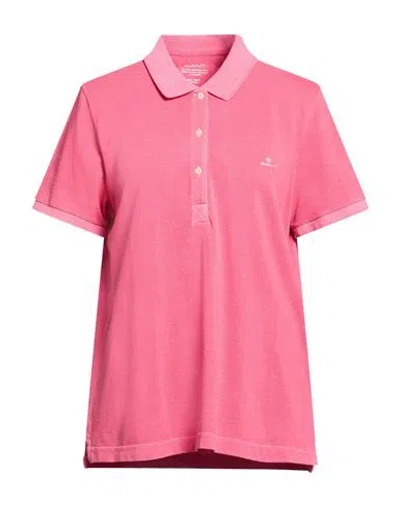 Gant Woman Polo Shirt Magenta Size Xl Cotton In Pink