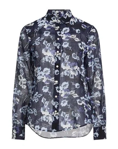 Gant Woman Shirt Midnight Blue Size 10 Cotton, Silk In Multi