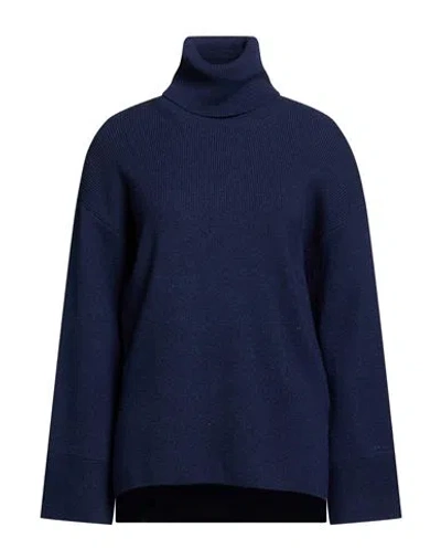 Gant Woman Turtleneck Navy Size S Wool, Alpaca Wool, Polyamide In Blue