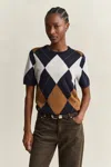Gant Wool Argyle Short Sleeve Sweater In Multi