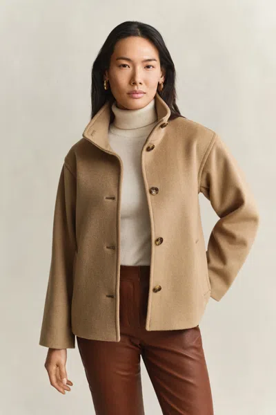 Gant Wool Blend Jacket In Warm Khaki