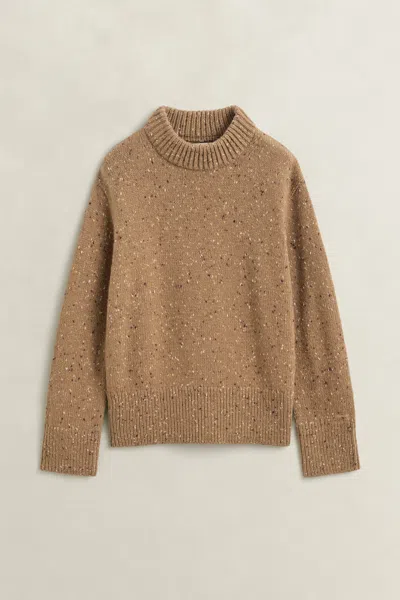 Gant Wool Blend Nepps Sweater In Warm Khaki