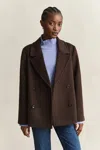 Gant Wool Blend Peacoat In Deep Brown