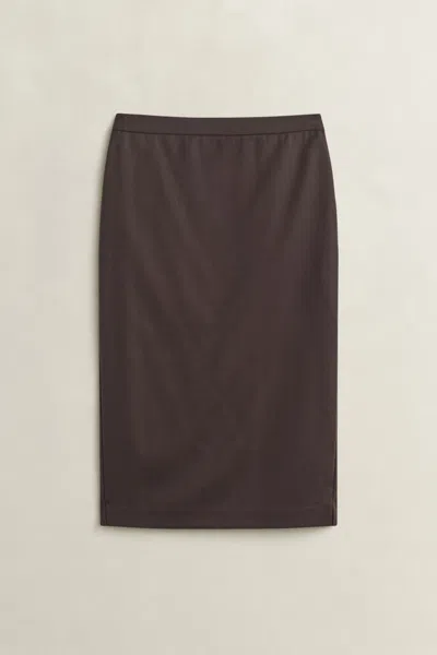 Gant Wool Blend Pencil Skirt In Deep Brown