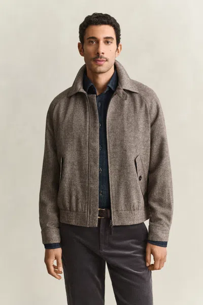 Gant Wool Blend Windcheater Jacket In Brown