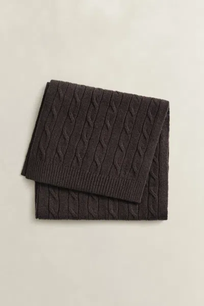 Gant Wool Cable Knit Scarf In Brown