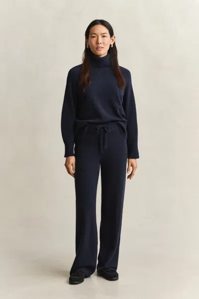 Gant Wool Cashmere Blend Pants In Evening Blue