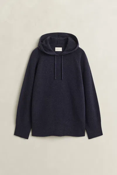 Gant Wool Cashmere Hoodie In Blue