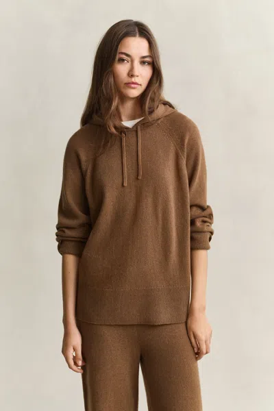 Gant Wool Cashmere Hoodie In Brown