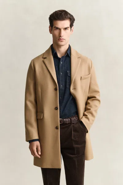Gant Wool Coat In Brown