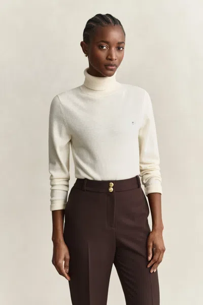 Gant Wool Cotton Turtleneck Sweater In Neutral