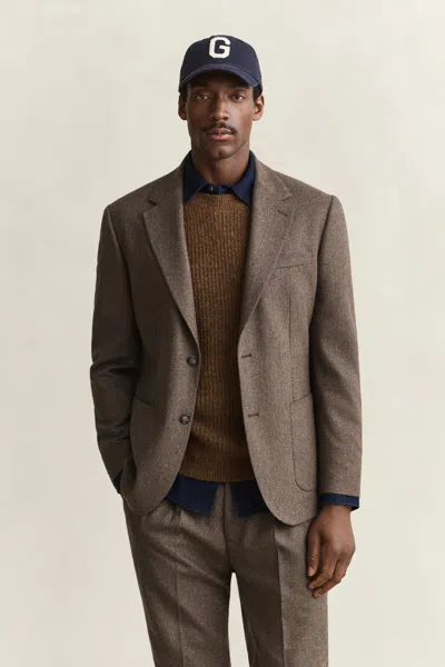Gant Wool Herringbone Suit Jacket In Brown