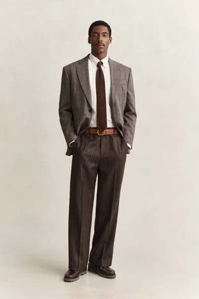 Gant Wool Pinstriped Suit Pants In Brown