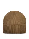 Gant Wool Ribbed Beanie Hat In Brown