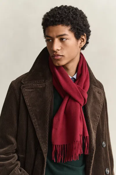 Gant Wool Scarf In Burgundy