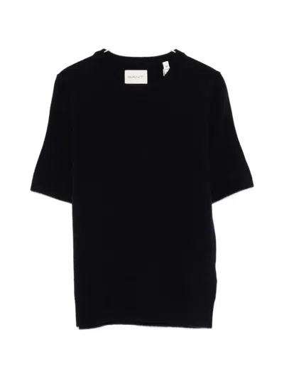 Gant Wool Short-sleeve T-shirt In Blue