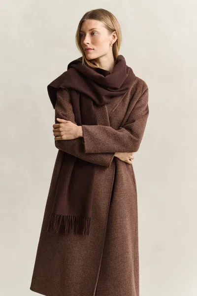 Gant Woven Wool Scarf In Brown