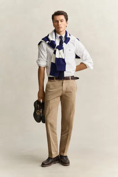 Gant X Yale Cotton Twill Chinos In Darkened Beige