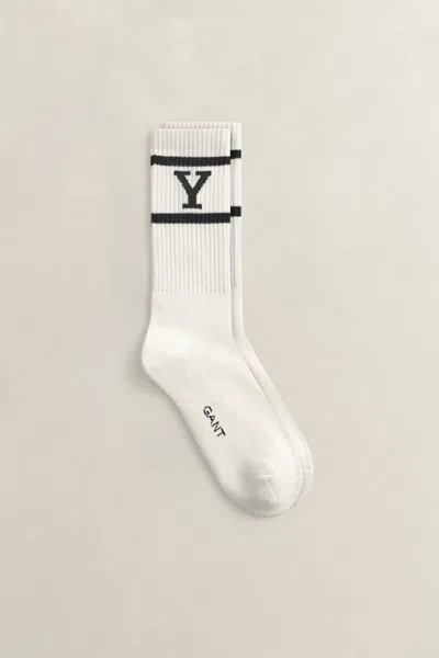 Gant X Yale Sport Socks In Eggshell