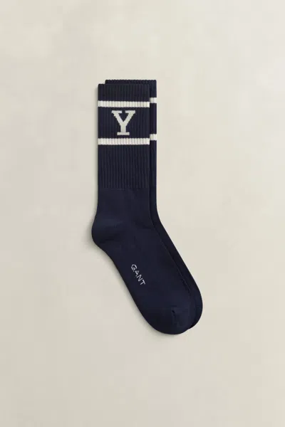 Gant X Yale Sport Socks In Marine