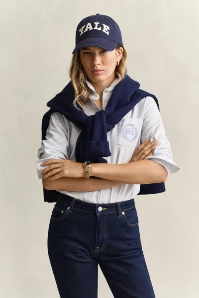 Gant X Yale Striped Oxford Shirt In Misty Lavender