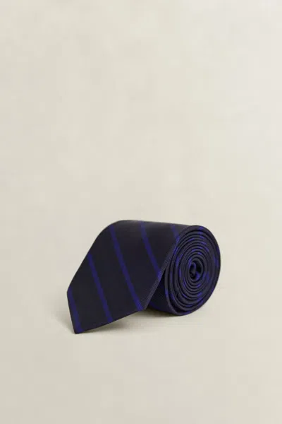 Gant X Yale Striped Tie In Marine