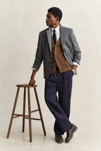 Gant X Yale Tweed Blazer In Black Grey