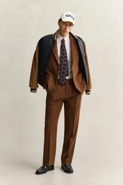 Gant X Yale Wool Corduroy Suit Pants In Mahogany Brown