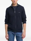 Gant Zip-fastening Cotton Cardigan In Blue