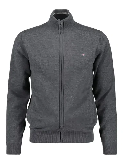 Gant Zip-fastening Wool Sweatshirt In Gray