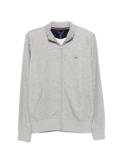 Gant Zip-up Long-sleeve Sweatshirt In Gray