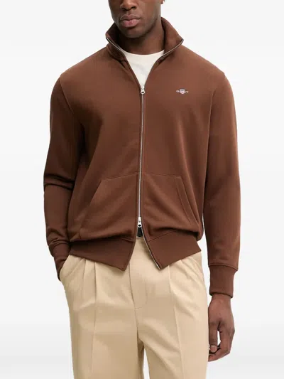Gant Zip-up Sweater In Brown