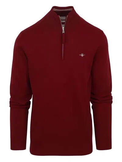 Gant Zip-up Wool Sweater In Red