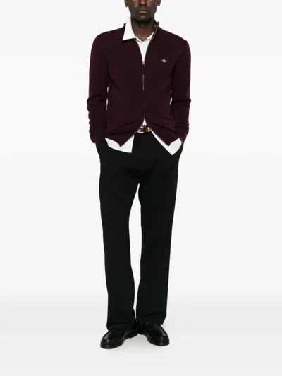 Gant Zip-up Wool Cardigan In Red