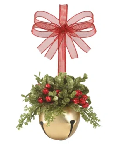 Ganz Kissing Krystals Mistletoe Gold Sleigh Bell In Gold Color