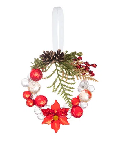 Ganz Kissing Krystals Poinsettia Beaded Wreath Ornament In Multi