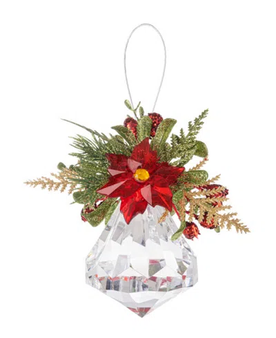 Ganz Kissing Krystals Poinsettia Mistletoe Jewel Ornament In Multi