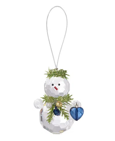Ganz Kissing Krystals Teeny Mistletoe Snowman With Blue Heart Ornament In Multi