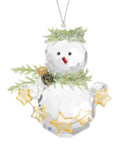 Ganz Kissing Krystals Teeny Mistletoe Snowman With Gold-tone Stars Ornament In Clear,red,green