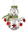 Ganz Kissing Krystals Teeny Mistletoe Snowman With Stars Ornament In Clear,red,green