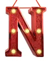 Ganz Light Up Initial Red Glitter Ornament In Red