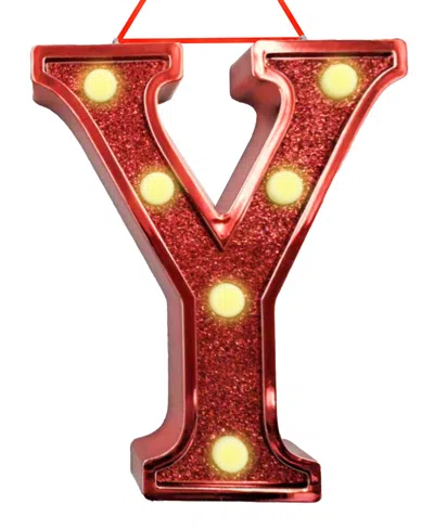 Ganz Light Up Initial Red Glitter Ornament