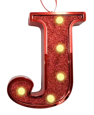 Ganz Light Up Initial Red Glitter Ornament