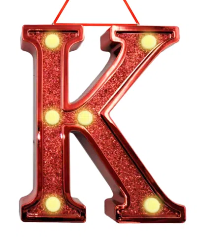 Ganz Light Up Initial Red Glitter Ornament